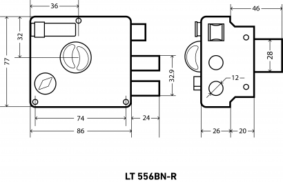 Замок накладной LT556ВN6R-2